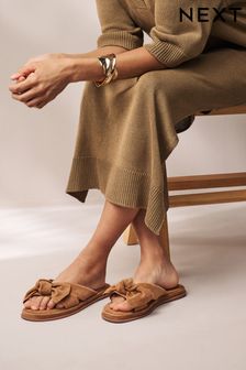 Tan Brown - Forever Comfort® Bow Mule Sandals (N47384) | kr570