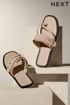 Bone Premium Leather Forever Comfort® Cross Toe Post Sandals (N47392) | kr695