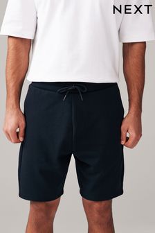 Negru - Croi drept - Pantaloni scurți din tricot cu buzunare cu fermoar (N47400) | 146 LEI