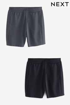 Gri/bleumarin - Pantaloni scurți din tricot cu buzunare cu fermoar (N47411) | 266 LEI