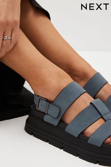 Blue Regular/Wide Fit Chunky Platform Sandals (N47464) | $78