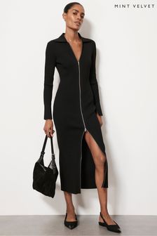 Mint Velvet Black Zip Detail Midi Dress (N47529) | €74