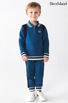 أزرق - River Island Mini Boys Tipped Sweat And Jogger Set (N47563) | 158 ر.ق