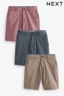 Mid Blue/Pink/Dark Stone Straight Stretch Chinos Shorts 3 Pack (N47619) | 257 QAR