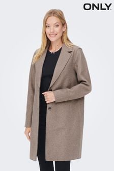 ONLY Taupe Tailored Relaxed Lightweight Coat (N47823) | OMR28