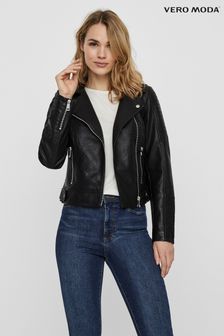 VERO MODA Black Faux Fur Leather Jacket (N47950) | ₪ 241