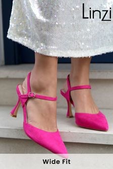Розовый - туфли на каблуке для широкой стопы с открытой спиной и бретелями вокруг щиколотки Linzi Duet (N48088) | €49