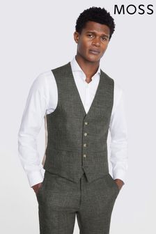 MOSS Tailored Fit Grey Linen Waistcoat (N48180) | 495 QAR