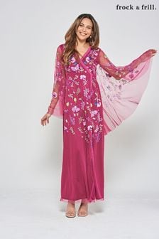 Frock and Frill Purple Embroidered Maxi Dress (N48203) | $282