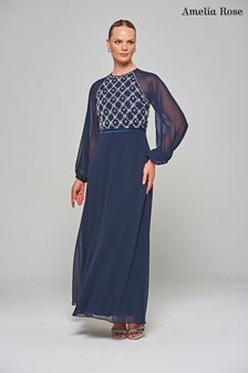 Amelia Rose Blue Embellished Maxi Dress (N48209) | €98