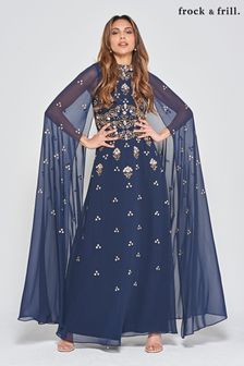 Frock and Frill Blue Embellished Maxi Dress (N48216) | $267
