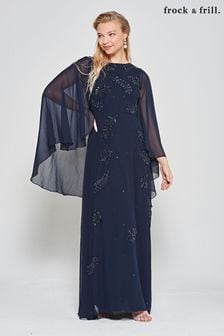 Frock and Frill Blue Embellished Maxi Dress (N48219) | $253
