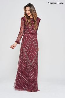 Czerwona sukienka maxi Amelia Rose ze zdobieniem (N48220) | 504 zł