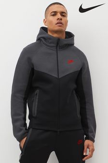 Czarny/szary - Bluza polarowa z kapturem Nike Tech zapinana na suwak (N48321) | 695 zł
