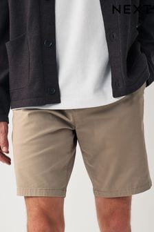 צבע בז' כהה - גזרה צרה - מכנסי צ'ינו קצרים נמתחים (N48676) | ‏65 ‏₪
