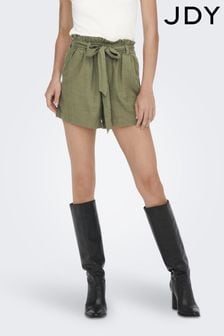JDY Green Linen Mix Tie Waist Shorts (N48790) | HK$185