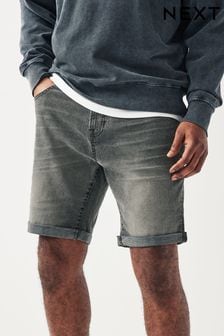 אפור - גזרה ישרה - מכנסי ג'ינס קצרים נמתחים (N48831) | ‏76 ‏₪