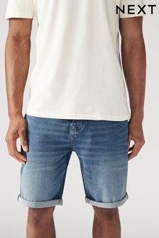 כחול  - גזרה ישרה - מכנסי ג'ינס קצרים נמתחים (N48833) | ‏76 ‏₪