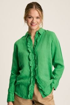 Joules Selene Green 100% Linen Shirt (N48843) | $153