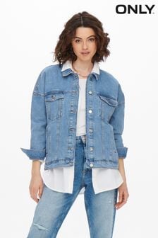 ONLY Blue Oversized 100% Cotton Long Sleeve Denim Jacket (N48847) | $51