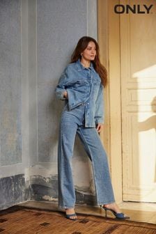 ONLY High Waisted Wide Leg Jeans