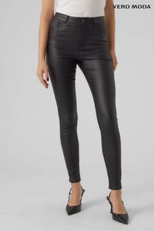 VERO MODA Black High Waisted Coated Skinny Jeans (N48872) | kr545