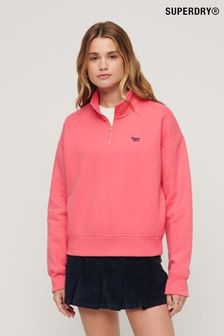 Superdry Pink Vintage Logo Embroidered Half Zip Sweatshirt (N48900) | €76