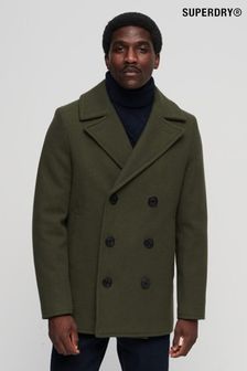 Superdry Green The Merchant Store Wool Pea Coat (N48910) | $216