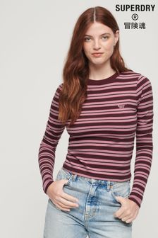 Superdry Pink Stripe Long Sleeve Top (N48916) | OMR12