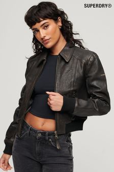 Superdry Black 70s Leather Jacket (N48924) | ₪ 1,006