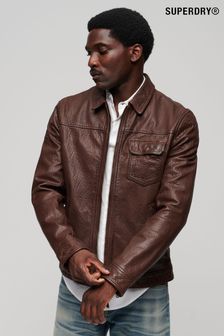Superdry Brown 70s Leather Jacket (N48945) | NT$11,640