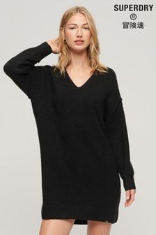 黑色 - Superdry V領針織套衫式連身裙 (N48953) | NT$3,960