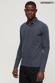 Superdry Blue Studios Long Sleeve Jersey Polo Shirt (N48961) | kr733