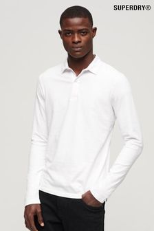 Superdry White Studios Long Sleeve Jersey Polo Shirt (N48976) | kr733