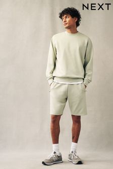 Verde - Croi drept - Pantaloni scurți din tricot cu buzunare cu fermoar (N49021) | 146 LEI