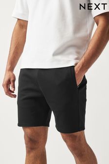 Negru - Slim Fit - Pantaloni scurți din tricot cu buzunare cu fermoar (N49022) | 146 LEI