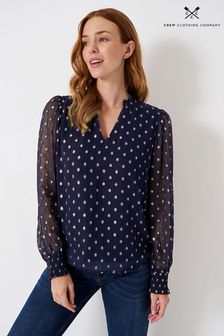Crew Clothing Company Blue Textured Blouse (N49167) | €41.50