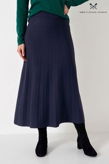 Crew Clothing Company Navy Blue Textured Nylon  Pleated Skirt (N49185) | €47.50