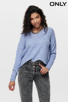 ONLY Blue V-Neck Cosy Knitted Jumper (N49240) | 119 QAR