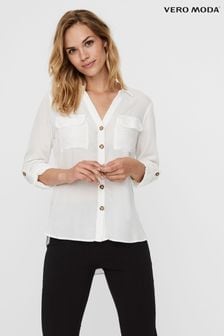 VERO MODA White Button Up Shirt (N49262) | KRW55,500