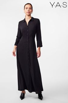 YAS Black Maxi Length Shirt Dress (N49279) | $121