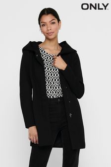 ONLY Black Hooded Smart Coat (N49298) | ₪ 210
