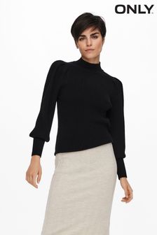 ONLY Black Puff Sleeve Knitted Jumper (N49300) | OMR14
