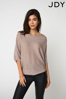 JDY Grey Knitted Batwing Jumper (N49368) | AED139