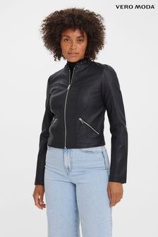 VERO MODA Black Faux Leather PU Jacket (N49393) | OMR25