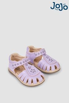 JoJo Maman Bébé Lilac Pretty Leather Closed Toe Sandals (N49410) | $57