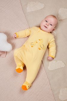 JoJo Maman Bébé Yellow Duck Appliqué Zip Sleepsuit (N49424) | €27.50