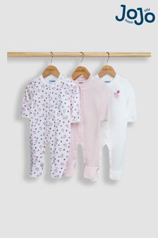 JoJo Maman Bébé White Strawberry 3-Pack Sleepsuits (N49446) | AED164