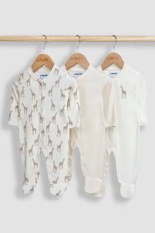 JoJo Maman Bébé Cream Giraffe 3-Pack Sleepsuits (N49447) | SGD 57