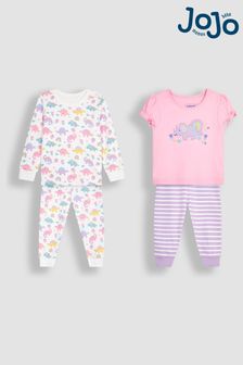 JoJo Maman Bébé Pink 2-Pack Dino Jersey Pyjamas (N49478) | 188 SAR